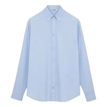 Рубашка LOEWE мужская с воротником и вышивкой Light Blue | Китай.рф
