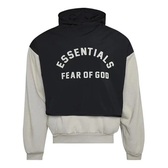 Толстовка Fear of God Essentials с капюшоном и принтом, мужская, цвет Seal Ink Black/Jet Black | Китай.рф