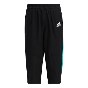 Штаны adidas AEROREADY семидольные спортивные для мальчиков и девочек, чёрные | Китай.рф