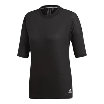 Футболка adidas женская с круглым вырезом и полосатым принтом черная | Китай.рф