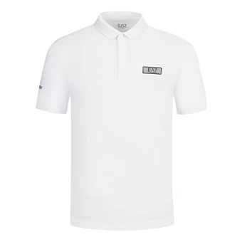 Футболка-поло EMPORIO ARMANI Armani EA7 SS24 с буквенным принтом, белая | Китай.рф