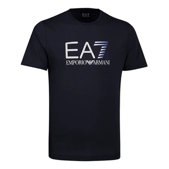 Футболка EMPORIO ARMANI EA7 с круглым вырезом и принтом, мужская, тёмно-синяя | Китай.рф