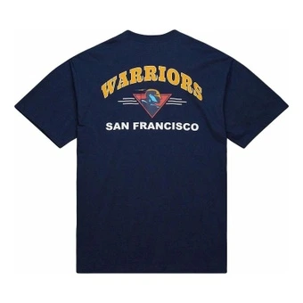 Футболка Mitchell Ness x NBA Golden State Warriors хлопок унисекс тёмно-синяя | Китай.рф