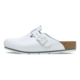 Закрытые тапочки Birkenstock Boston белые унисекс узкие | Китай.рф