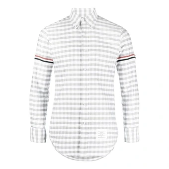 Рубашка Thom Browne мужская в клетку серая весна-лето 2023 | Китай.рф