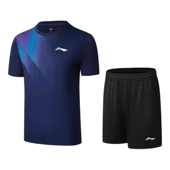 Спортивный костюм Li Ning кэжуал с полосатым топом и черными шортами унисекс | Китай.рф