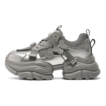 Кроссовки на толстой подошве BELLE Low top Chunky Sneakers женские серо-абрикосовые | Китай.рф