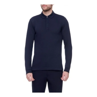 Поло HUGO BOSS хлопковое с длинным рукавом мужское синее | Китай.рф