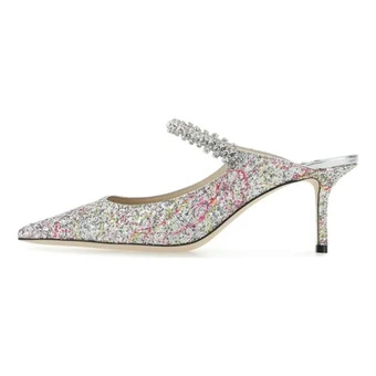 Туфли Jimmy Choo Bing кожаные с кристаллами женские серебристые | Китай.рф