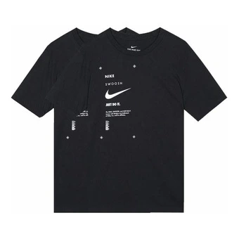 Спортивная футболка Nike Sportswear Swoosh Club с принтом буквами, мужская, 2 шт., чёрная | Китай.рф