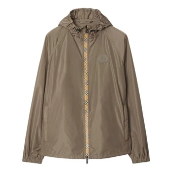 Куртка Burberry мужская с капюшоном и клетчатой отделкой на молнии | Китай.рф