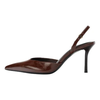 Туфли на каблуке ZARA Pu Slim Heel High Heels 9cm Women's Brown | Китай.рф