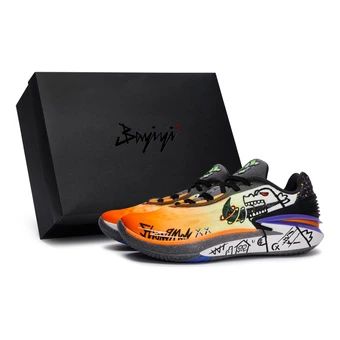 Кроссовки для баскетбола Nike Air Zoom G.T. Cut 2 кастомные 811, серия «Король разрушения», Годзилла, низкие, чёрно-бело-оранжево-фиолетовые | Китай.рф