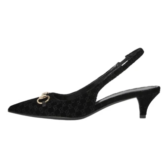 Туфли на каблуке GUCCI Horsebit женские, чёрные, 5 см | Китай.рф