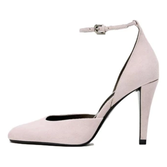 Туфли на каблуке ZARA из овчины женские ярко-розовые 9.5 см | Китай.рф