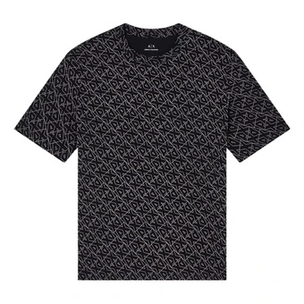 Футболка ARMANI EXCHANGE мужская чёрная с принтом SS25 | Китай.рф