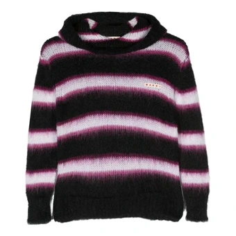 Худи MARNI Kids с капюшоном и полосками для девочки чёрное | Китай.рф
