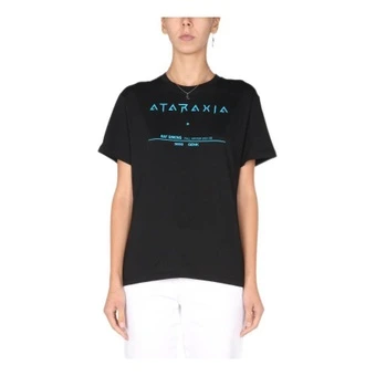 Футболка RAF SIMONS с принтом буквами и круглым вырезом женская черная | Китай.рф