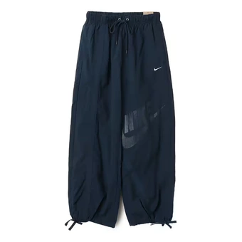 Брюки женские Nike Swoosh NSW Street Woven с завязками тёмно-синие | Китай.рф