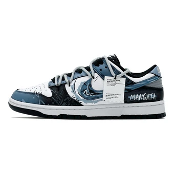 Кроссовки Nike Dunk Lunar Silver кастомные черно-бело-синие унисекс | Китай.рф