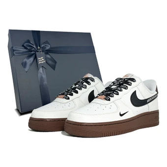 Кастомные кроссовки Nike Air Force 1 американский чёрно-коричневый с подарочной коробкой | Китай.рф