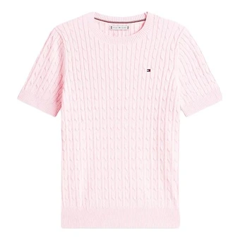 Женский свитер Tommy Hilfiger с вязкой косичкой, мягкий приталенный, короткий рукав | Китай.рф