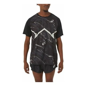 Футболка Asics CJ-LINE LIGHT SS TOP мужская чёрная с принтом | Китай.рф
