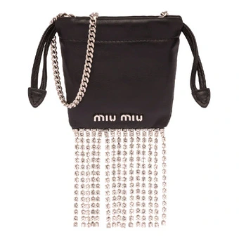 Кошелек-кулон Miu Miu классический логотип, кожаный, женский, черный | Китай.рф
