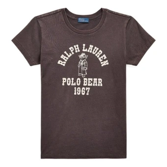 Футболка женская Polo Ralph Lauren FW24 с круглым вырезом и принтом логотипа, черная | Китай.рф