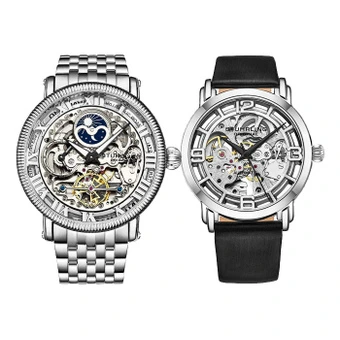 Наручные часы STUHRLING серии Iron Warrior с автоподзаводом, 46 мм, стальной браслет, серебристый циферблат, унисекс, комплект 3922.1+3982.4 | Китай.рф