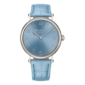 Женские часы Patek Philippe Calatrava 7200/50G с автоматическим механизмом, 34,6 мм, синий циферблат, корпус из белого золота 18К, ремешок из кожи аллигатора | Китай.рф
