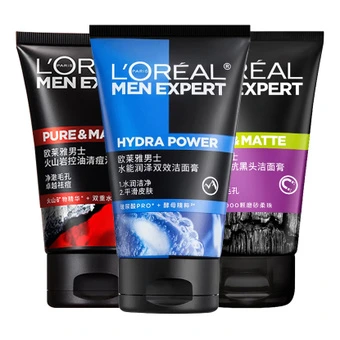 Очищающее средство для лица L'Oréal Men Charcoal Fresh с матированием и Hydra Energetic — против акне, отшелушивание, удаление чёрных точек | Китай.рф