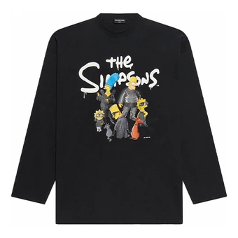 Футболка-поло Balenciaga x The Simpsons коллаборация мультяшный принт мужская модель черная | Китай.рф