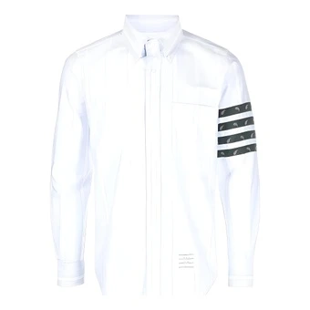 Рубашка Thom Browne 4 Bar с планкой и пуговицами, мужская, светло-голубая | Китай.рф