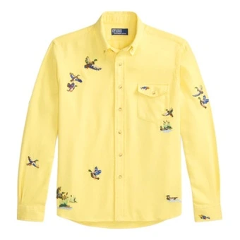 Рубашки Polo Ralph Lauren мужские жёлтые с вышивкой утки | Китай.рф