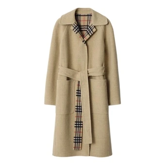 Пальто Burberry с поясом и подкладкой в клетку | Китай.рф