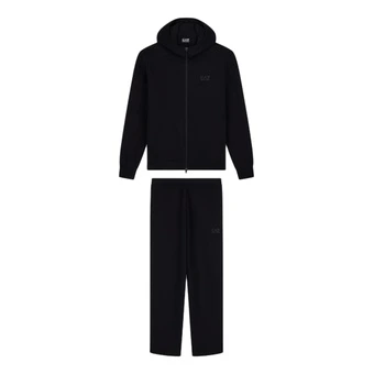 Спортивный костюм EMPORIO ARMANI EA7 мужской чёрный с капюшоном | Китай.рф