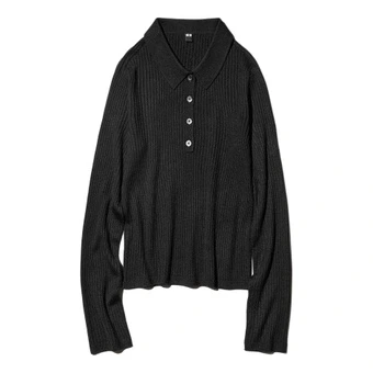 Женский свитер UNIQLO SS26 стройнящий с воротником Polo | Китай.рф