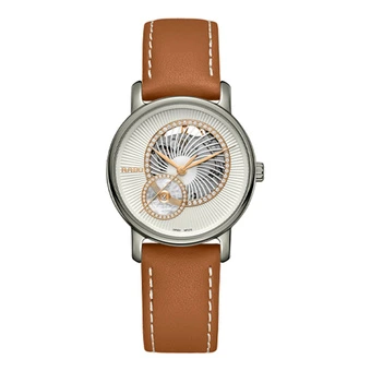 Женские часы RADO серии DiaMaster с автоматическим механизмом, скелетон, перламутр и бриллианты, 35 мм, белый циферблат, кожаный ремешок из Китая | Китай.рф