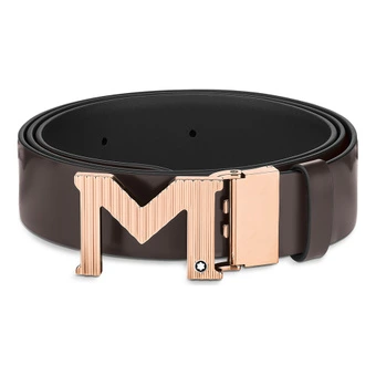 Ремень Montblanc M-образный кожаный мужской чёрный 3.5 см | Китай.рф