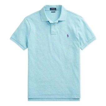 Поло рубашка мужская Ralph Lauren SS22 из хлопка, однотонная, с вышивкой Logo, короткий рукав, синяя | Китай.рф