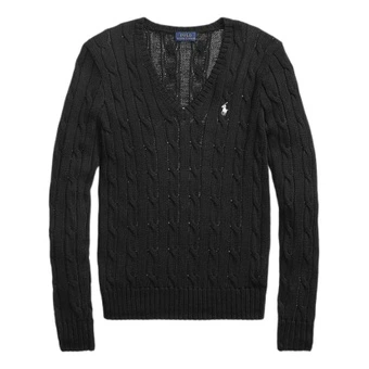 Вязаный свитер Polo Ralph Lauren с длинным рукавом и V-образным вырезом, женский, стандартная посадка | Китай.рф
