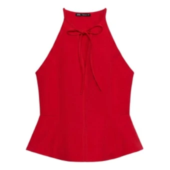 Жилет ZARA женский красный с бантом и открытыми плечами | Китай.рф