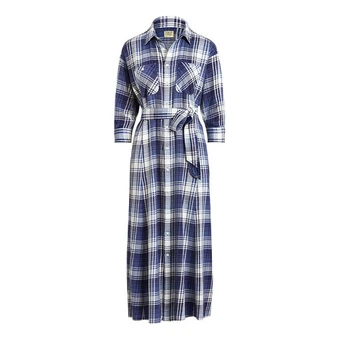 Платье с длинным рукавом Polo Ralph Lauren SS22 женское синее | Китай.рф