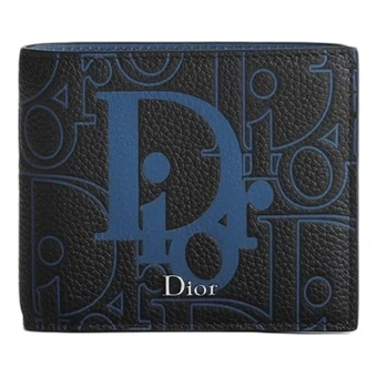 Кошелек DIOR Gravity Placé из кожи с тиснением, черно-синий, унисекс | Китай.рф