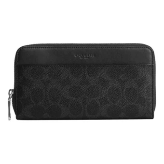 Кошелек малый женский COACH черный с фирменным узором из лакированного парусинового полотна | Китай.рф