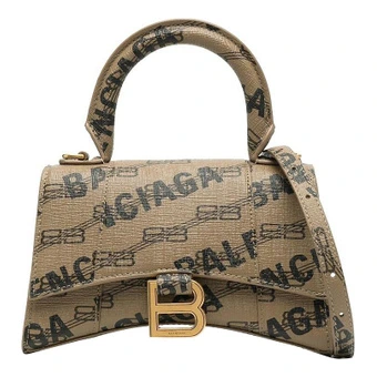 Сумка Balenciaga Hourglass с переплетенным логотипом женская коричнево-черная | Китай.рф