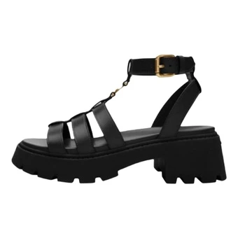 Римские сандалии COACH из кожи с пряжкой 6.5 см, женские, чёрные | Китай.рф