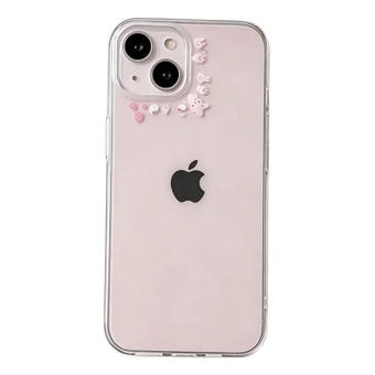 Полупрозрачный чехол PureLove с розово-белым узором для iPhone | Китай.рф