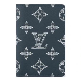 Картхолдер Louis Vuitton из темно-синей кожи с логотипом и клапаном на застежке | Китай.рф